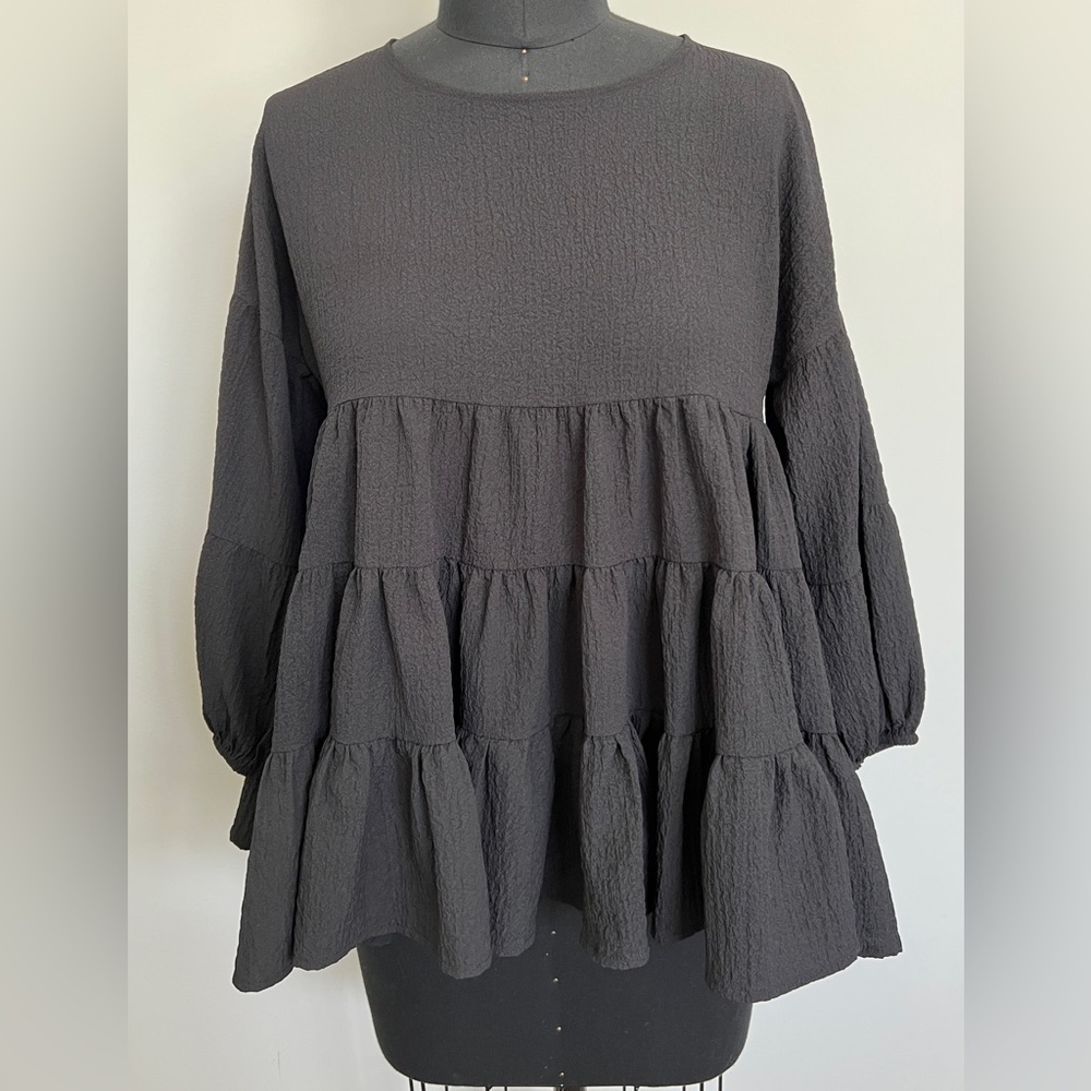 ASOS Design Black Tiered Blouse